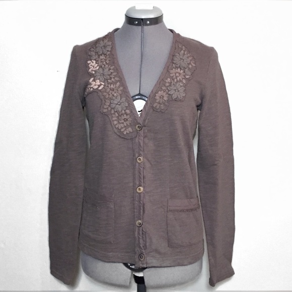 Eddie Bauer Sweaters - Eddie Bauer Floral Embroidered Sweatshirt Cardigan